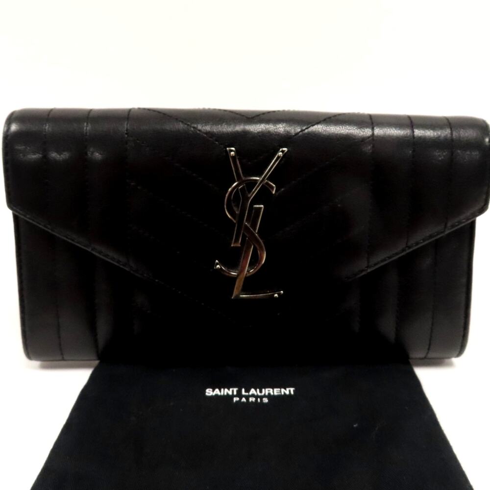 💎✨BEAUTIFUL✨💎Authentic SAINT LAURENT Long Wallet Leather Black